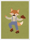Dapper fox on roller skates strikes a playful pose over a soft green backdrop, from the Little Tails Collection by Urban Road.