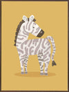 Friendly striped zebra stands on a sunny yellow ground with gentle pastel accents, from the Little Tails Collection by Urban Road.