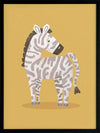 Friendly striped zebra stands on a sunny yellow ground with gentle pastel accents, from the Little Tails Collection by Urban Road.