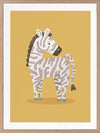 Friendly striped zebra stands on a sunny yellow ground with gentle pastel accents, from the Little Tails Collection by Urban Road.