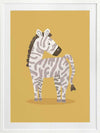 Friendly striped zebra stands on a sunny yellow ground with gentle pastel accents, from the Little Tails Collection by Urban Road.