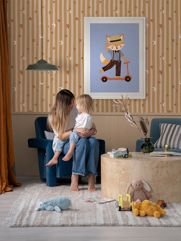 Scoot, Scoot, Mr. Fox Light Blue Framed Art Print | Lifestyle