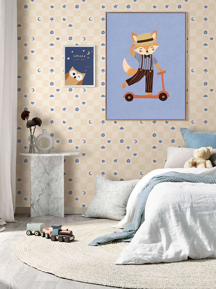 Scoot, Scoot, Mr. Fox Light Blue Canvas Art Print | Lifestyle