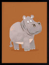 A gentle grey hippo named Harold stands on a warm orange ground with soft textured details, from the Little Tails Collection by Urban Road.