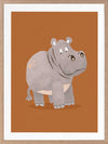 A gentle grey hippo named Harold stands on a warm orange ground with soft textured details, from the Little Tails Collection by Urban Road.