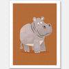 A gentle grey hippo named Harold stands on a warm orange ground with soft textured details, from the Little Tails Collection by Urban Road.