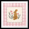 Brown bunny framed by pink gingham and tiny flowers in a soft spring palette, from the Little Tails Collection by Urban Road.