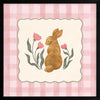 Brown bunny framed by pink gingham and tiny flowers in a soft spring palette, from the Little Tails Collection by Urban Road.