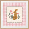 Brown bunny framed by pink gingham and tiny flowers in a soft spring palette, from the Little Tails Collection by Urban Road.