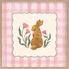 Brown bunny framed by pink gingham and tiny flowers in a soft spring palette, from the Little Tails Collection by Urban Road.