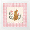 Brown bunny framed by pink gingham and tiny flowers in a soft spring palette, from the Little Tails Collection by Urban Road.