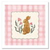 Brown bunny framed by pink gingham and tiny flowers in a soft spring palette, from the Little Tails Collection by Urban Road.