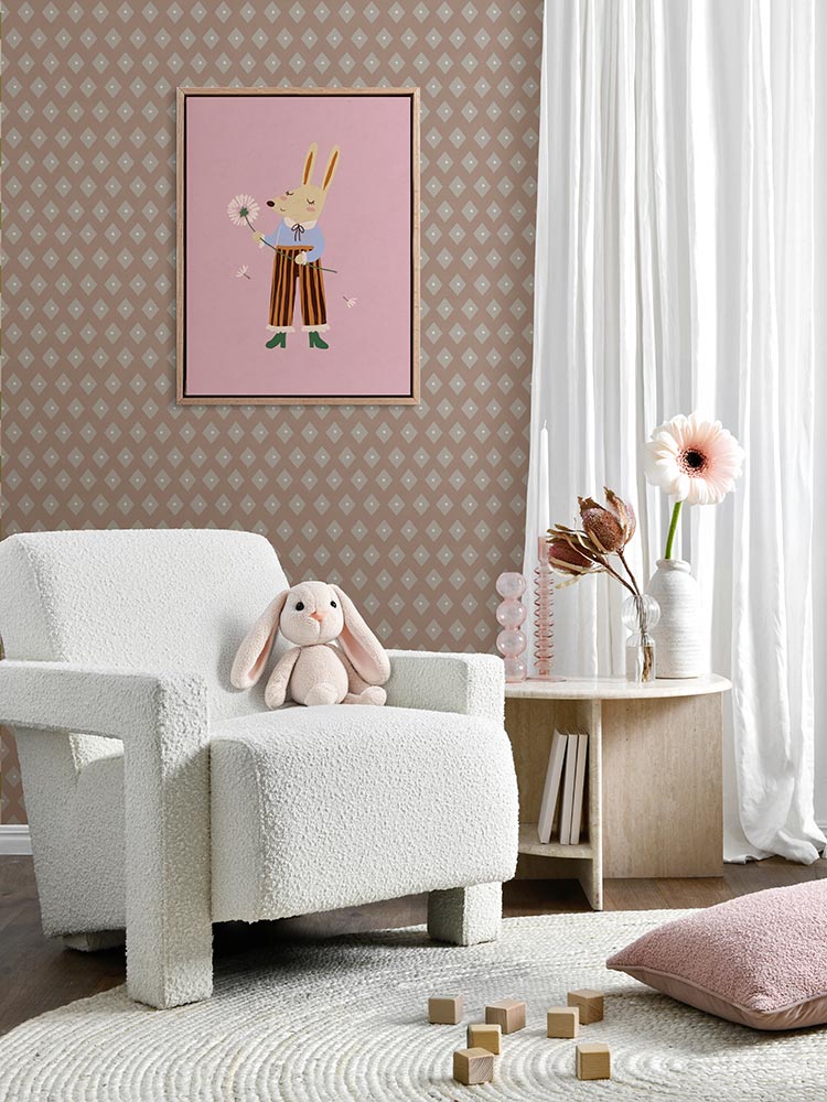 Wishful Whiskers Pink Canvas Art Print | Lifestyle