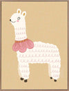 A white llama with a pom-pom scarf standing on a warm neutral backdrop, from the Little Tails collection by Urban Road.