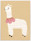 A white llama with a pom-pom scarf standing on a warm neutral backdrop, from the Little Tails collection by Urban Road.