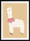 A white llama with a pom-pom scarf standing on a warm neutral backdrop, from the Little Tails collection by Urban Road.