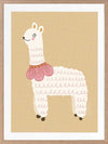 A white llama with a pom-pom scarf standing on a warm neutral backdrop, from the Little Tails collection by Urban Road.
