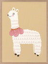 A white llama with a pom-pom scarf standing on a warm neutral backdrop, from the Little Tails collection by Urban Road.
