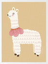 A white llama with a pom-pom scarf standing on a warm neutral backdrop, from the Little Tails collection by Urban Road.