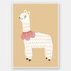 A white llama with a pom-pom scarf standing on a warm neutral backdrop, from the Little Tails collection by Urban Road.