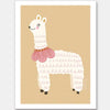 A white llama with a pom-pom scarf standing on a warm neutral backdrop, from the Little Tails collection by Urban Road.