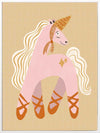 A pink unicorn ballerina with a golden horn and twinkling accents on a neutral ground, from the Little Tails collection by Urban Road.