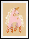 A pink unicorn ballerina with a golden horn and twinkling accents on a neutral ground, from the Little Tails collection by Urban Road.