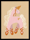 A pink unicorn ballerina with a golden horn and twinkling accents on a neutral ground, from the Little Tails collection by Urban Road.