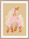 A pink unicorn ballerina with a golden horn and twinkling accents on a neutral ground, from the Little Tails collection by Urban Road.