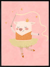 A dancing piglet twirling a ribbon in a tutu on a blush pink backdrop, from the Little Tails collection by Urban Road.