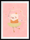 A dancing piglet twirling a ribbon in a tutu on a blush pink backdrop, from the Little Tails collection by Urban Road.