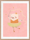 A dancing piglet twirling a ribbon in a tutu on a blush pink backdrop, from the Little Tails collection by Urban Road.