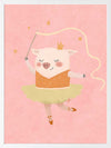 A dancing piglet twirling a ribbon in a tutu on a blush pink backdrop, from the Little Tails collection by Urban Road.
