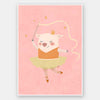 A dancing piglet twirling a ribbon in a tutu on a blush pink backdrop, from the Little Tails collection by Urban Road.