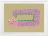 A quirky pink-dotted crocodile with a long rectangular body on a sage ground, from the Little Tails collection by Urban Road.