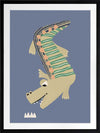 A cheerful crocodile in striped pyjamas floating on a blue background, from the Little Tails collection by Urban Road.