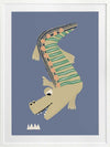 A cheerful crocodile in striped pyjamas floating on a blue background, from the Little Tails collection by Urban Road.