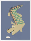 A cheerful crocodile in striped pyjamas floating on a blue background, from the Little Tails collection by Urban Road.