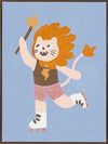 A roller-skating lion waving a magic wand on light blue, from the Little Tails collection by Urban Road.