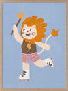 A roller-skating lion waving a magic wand on light blue, from the Little Tails collection by Urban Road.