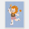 A roller-skating lion waving a magic wand on light blue, from the Little Tails collection by Urban Road.