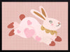 A leaping pink bunny sprinkled with heart patches on a textured blush ground, from the Little Tails collection by Urban Road.