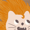 Bold-maned lion peeks in close-up with playful whiskers and tiny teeth on warm orange and soft browns, from the Little Tails collection by Urban Road.