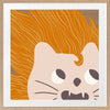 Bold-maned lion peeks in close-up with playful whiskers and tiny teeth on warm orange and soft browns, from the Little Tails collection by Urban Road.
