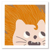 Bold-maned lion peeks in close-up with playful whiskers and tiny teeth on warm orange and soft browns, from the Little Tails collection by Urban Road.