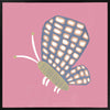 Butterfly with patterned wings on a pink background with soft grey accents, from the Little Tails Collection by Urban Road.