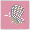 Butterfly with patterned wings on a pink background with soft grey accents, from the Little Tails Collection by Urban Road.