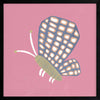 Butterfly with patterned wings on a pink background with soft grey accents, from the Little Tails Collection by Urban Road.