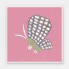 Butterfly with patterned wings on a pink background with soft grey accents, from the Little Tails Collection by Urban Road.