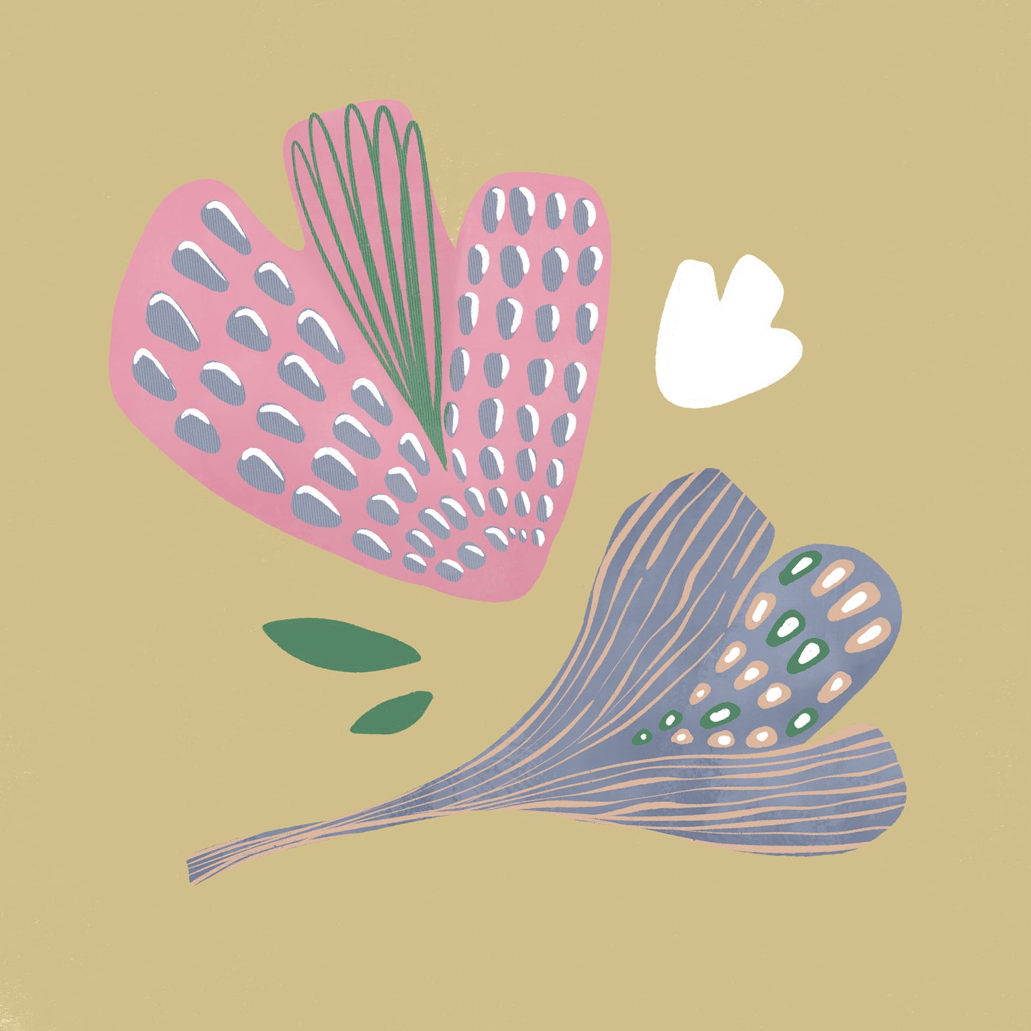 Floating petal shapes and tiny leaves in soft pink and green create a dreamy garden feel, from the Little Tails Collection by Urban Road.